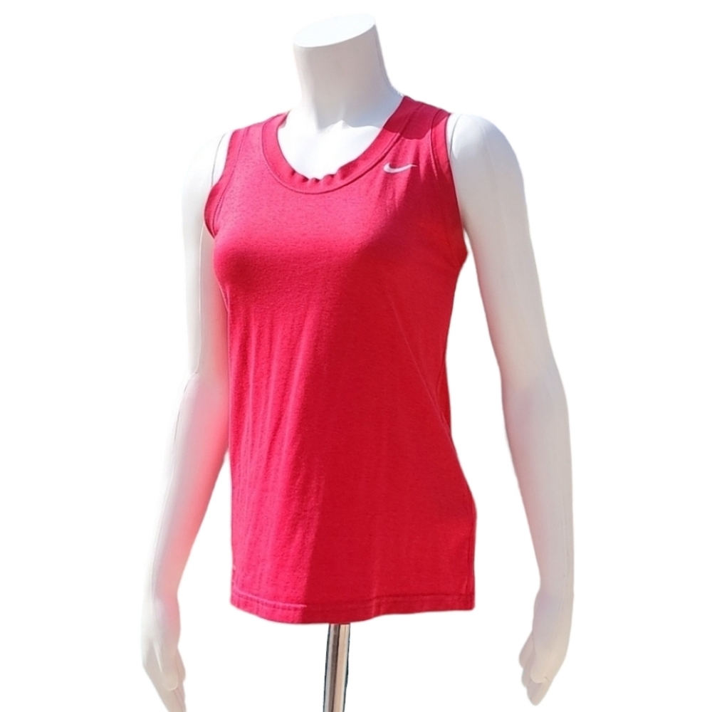 NIKE DRI FIT Dark Pink Fuscia Tank Top S Small Running Workout Reflective Shirt - Picture 7 of 12